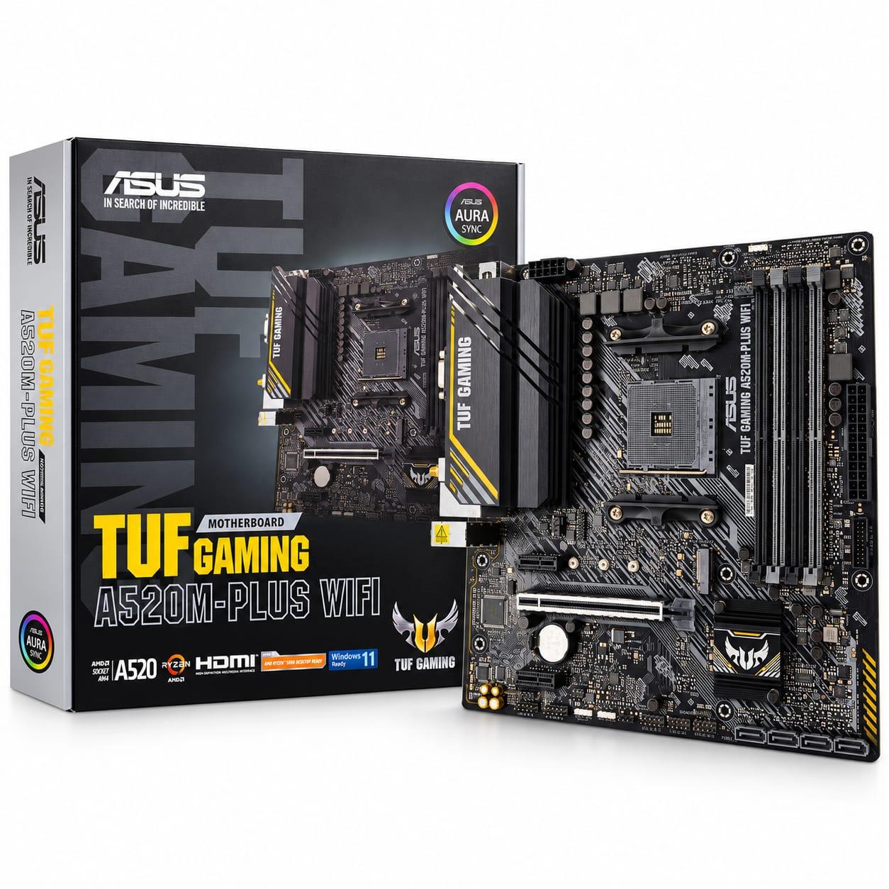 Black ASUS TUF GAMING A520M-PLUS WIFI, product photo 1 of 2