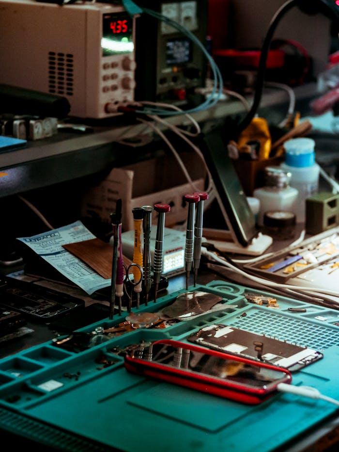 Electronics diagnostics workbench and precision tools